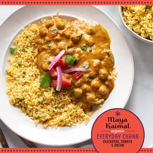 Vista 4 de MAYA KAIMAL Chana orgánica diaria con tomate + cebolla, 10 onzas