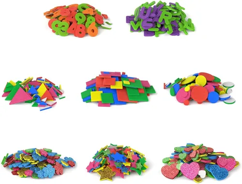 Vista 3 de ARTEZA Formas de espuma EVA, 1000 piezas, colores surtidos, piezas de espuma autoadhesivas para despegar y pegar para centros de aprendizaje