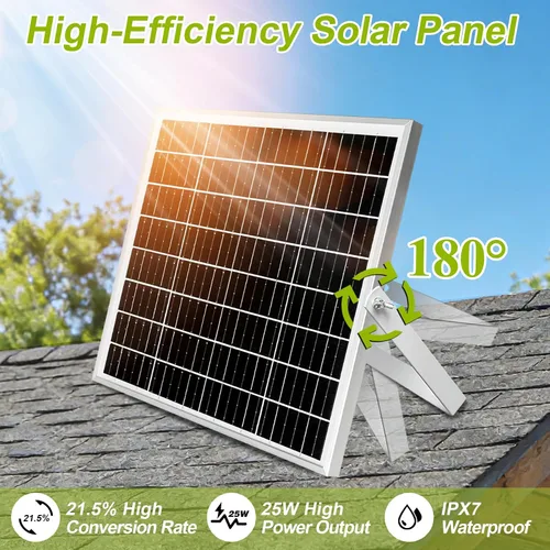 Vista 2 de Ventilador de escape solar de 7.1 pulgadas, cable de 16.5 pies + ventilador de ventilación de invernadero de panel solar de 25 W, ventilador