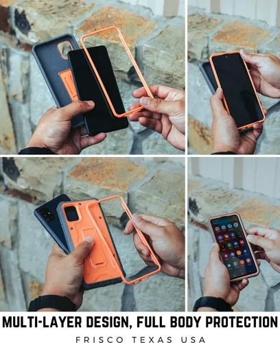 Vista 2 de ArmadilloTek Vanguard - Funda diseñada para Samsung Galaxy A51 4G, grado militar, cuerpo completo, resistente, con función atril sin protector