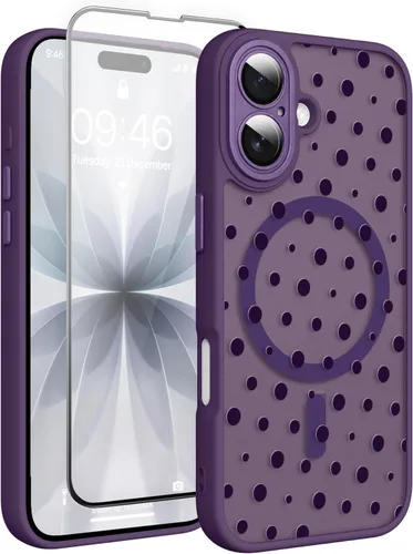 Vista 183 de Magnético para iPhone 13 con protector de pantalla [Compatible con MagSafe] Diseño de patrón floral de flores bonitas, funda delgada a prueba