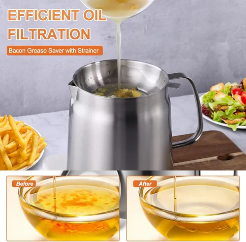 Vista 4 de Freidora de acero inoxidable 304 de 68 onzas con cesta y colador de aceite, 2L Enjoy Crispy Deep Frying, Small Stovetop fry for Kitchen & Camping