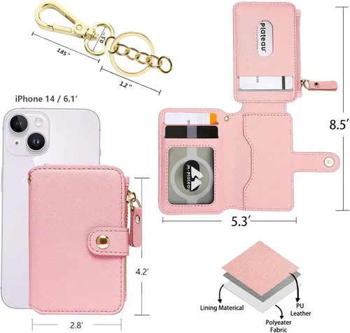Vista 38 de Cartera con llavero, tarjetero con bloqueo RFID de piel, funda para tarjetas de crédito con cremallera para mujer