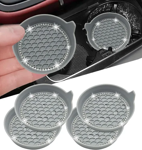 Vista 24 de NBTEPEM 2 posavasos de auto con diamantes de imitación, 2.75 pulgadas, antideslizantes, a prueba de golpes, universal, a la moda, para auto