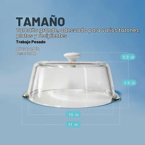 Vista 5 de Tapa para microondas de vidrio con protección contra salpicaduras para alimentos, tapa alta para microondas con perilla de cerámica blanca 100%
