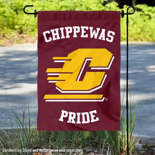 Vista 2 de Bandera de jardín de campo con texto en inglés «This is Chippewas de Central Michigan»