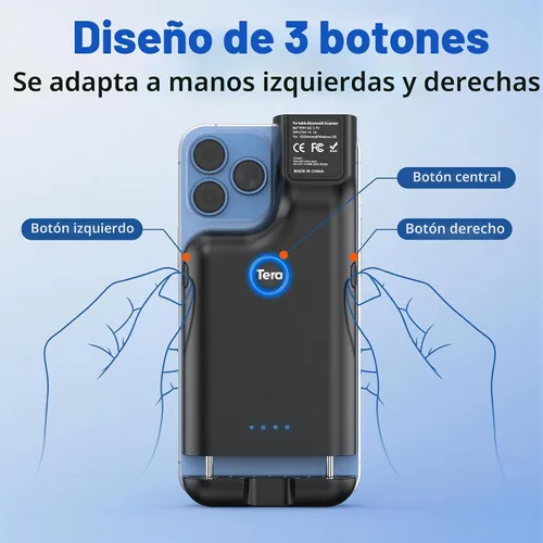 Vista 5 de Tera Escáner de código de barras inalámbrico 1D 2D QR portátil clip trasero 3 en 1 2.4 GHz inalámbrico y USB con cable y compatible con Bluetooth