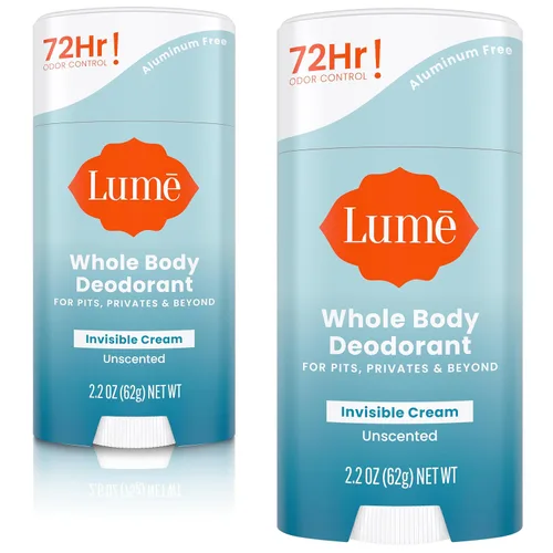 Vista 16 de Lume Desodorante para Todo el Cuerpo - Barra de Crema Invisible - Control de Olor por 72 Horas - Sin Aluminio, Sin Bicarbonato de Sodio, Seguro