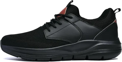 Vista 5 de Zapatos de senderismo antideslizantes para hombre, zapatos de restaurante de trabajo, cómodos, transpirables, para cocinero, cocina, color negro