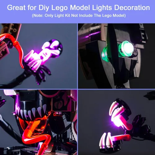 Vista 2 de Kit de luces LED mejorado compatible con Lego 76249 Venomized Building Set, decoración de luces compatible con Lego 76249 (modelo no incluido)