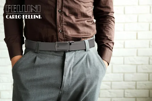 Vista 2 de Cinturón de trinquete de cuero genuino para hombre, cinturón ajustable con hebilla negra o plateada, vestido e informal