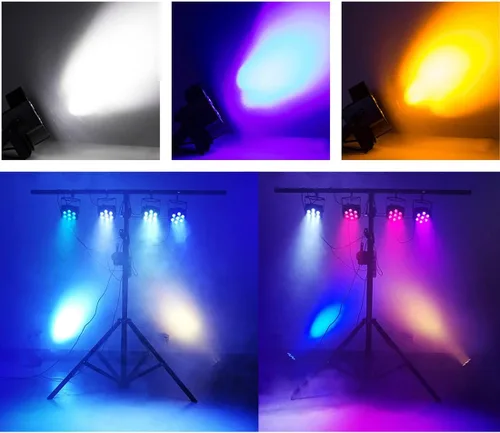 Vista 6 de Aleación de aluminio Led Flat Stage Par 7x18W Luces de escenario DJ con control Dmx512 RGBWA UV 6in1 luces, bueno para escenarios de DJ, clubes