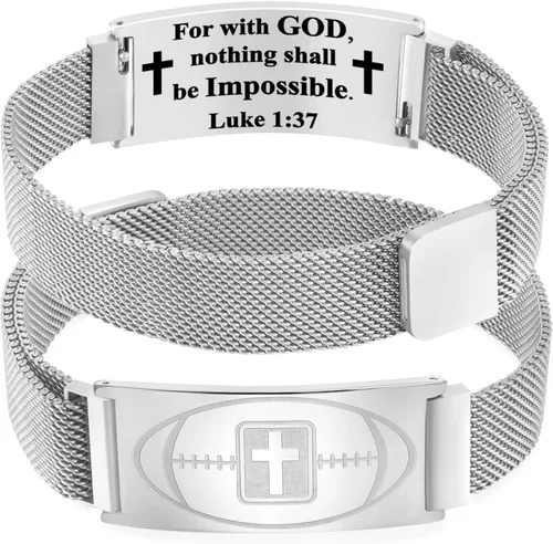 Vista 102 de Regalos de graduación, pulsera de fútbol, fútbol, baloncesto, béisbol, regalos de pulsera, pulseras de cruz de fe para hombres, bautismo, primera