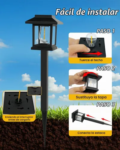 Vista 8 de Albelt - Luces solares para caminos al aire libre, paquete de 8, impermeables, luces de jardín con encendido/apagado automático, iluminación