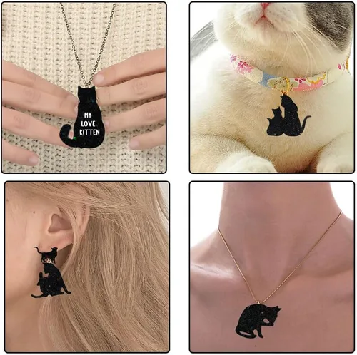 Vista 4 de Finyoffiy Molde de resina para gatos, moldes epoxi de silicona con diseño de animales, molde de fundición colgante para bricolaje, joyería, collar