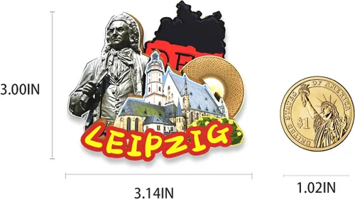Vista 3 de Alemania Leipzig imán de nevera de madera 3D monumentos de viaje coleccionables recuerdos decoración hecha a mano