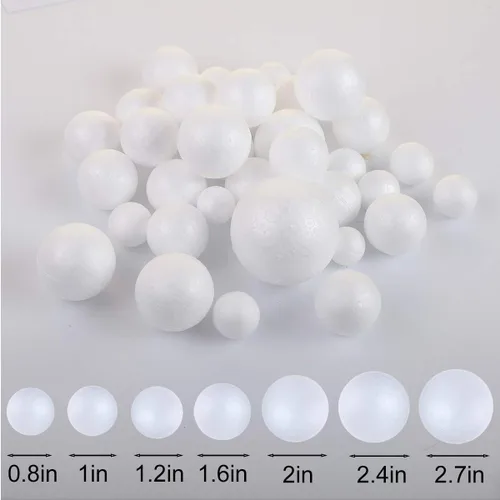 Vista 4 de 121 PCS 7 Tamaños Bolas Blancas de Espuma Poliestireno Bolas de Manualidades para Arte y Manualidades, Hogar, Proyectos Escolares y Actividad