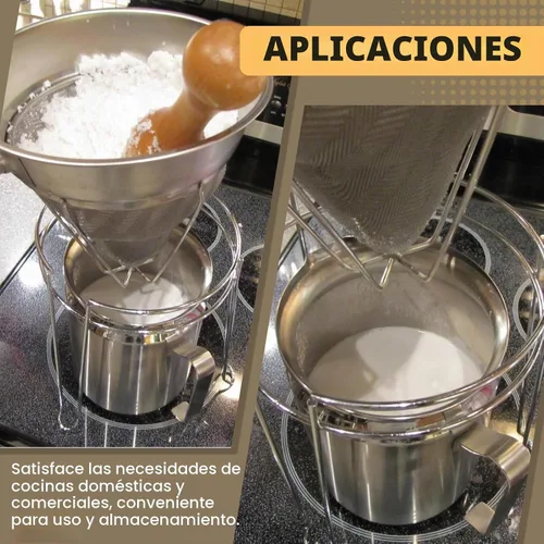Vista 5 de 10" colador chinois, tamiz cónico de caldo de malla fina de acero inoxidable 18/8