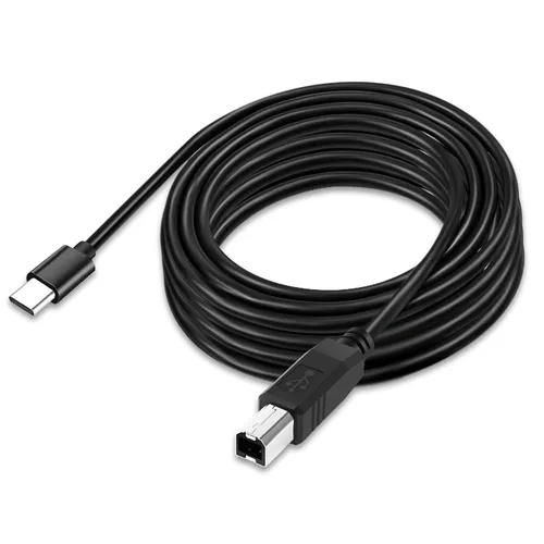 Vista 4 de Cable de impresora USB B a USB C de 2 pies, cable flexible para MacBook Pro/Air, MIDI compatible con teclado Yamaha Piano, DAC, controlador DJ y más