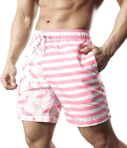 Vista 3 de Traje de baño para hombre, de secado rápido, con forro de malla, pantalones cortos de playa