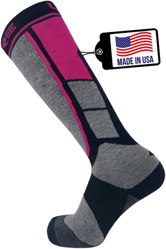 Vista 8 de Pure Athlete Calcetines de esquí fabricados en Estados Unidos, calcetines ligeros de lana de alpaca para el invierno para esquiar