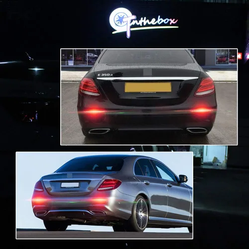 Vista 6 de Lente roja LED parachoques trasero reflector freno trasero luces antiniebla para 2016-2020 Mercedes-Benz W213 Clase E E200 E250 E300 E350 E400 E500