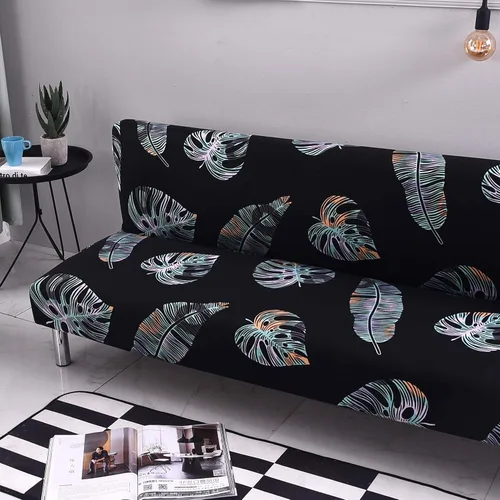 Vista 6 de MIFXIN Funda de sofá sin brazos, funda elástica plegable para futón, protector de muebles para sofá cama sin apoyabrazos, funda para sofá para Hojas