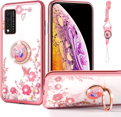 Vista 25 de nancheng Funda de teléfono para TCL A3X (A600DL), funda para Alcatel TCL A3X niñas y mujeres, bonita funda de silicona transparente con purpurina