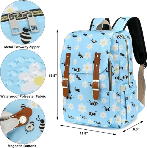 Vista 4 de Bee - Mochila para laptop para mujeres y niñas, mochila escolar universitaria de 15.6 pulgadas, mochila informal de viaje, tamaño grande