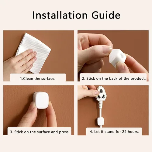 Vista 8 de IFNOW Paquete de 6 clips magnéticos para cables para mesita de noche, soporte de cable autoadhesivo en blanco y negro, clip ajustable para negro