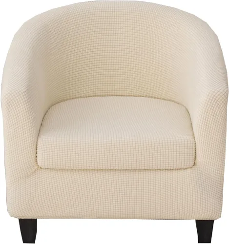 Vista 41 de CRFATOP - Funda elástica para sillón de club (2 piezas) 1 Club Cover & 1 Cushion Cover, Soft Round Tub Sofa Covers, Pet Friendly, Washable
