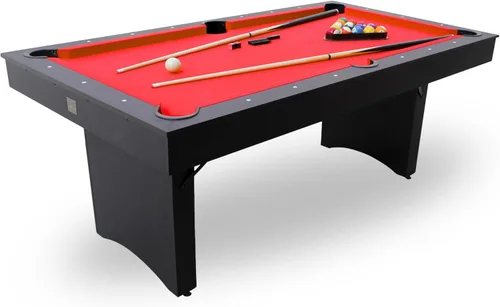 Vista 7 de Mesa de billar de 6 pies, sin montaje, portátil, incluye accesorios para mesas de billar, 2 tacos de piscina, juego de bolas, triángulo, cepillo