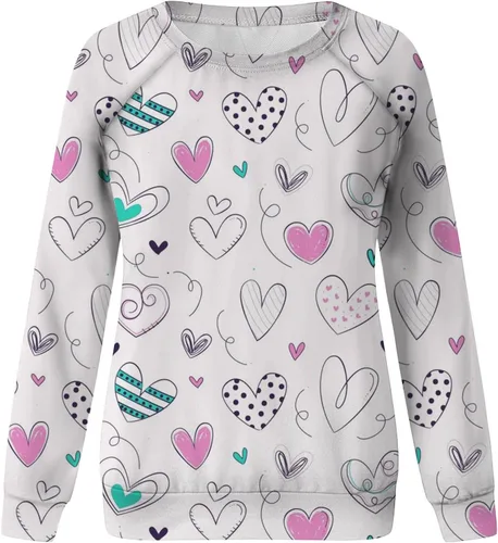 Vista 52 de Sudadera de manga larga con estampado de leopardo y corazón para mujer, para el día de San Valentín, sin botones, para niñas, regalos
