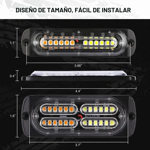 Vista 8 de LINKITOM - 12 luces estroboscópicas intermitentes con función de sincronización, para montaje en superficie, luces de emergencia, de advertencia