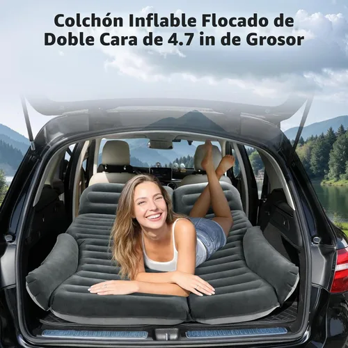 Vista 2 de KMZ Colchón de aire SUV doble cara engrosada flocado cama de coche Verde+gris claro