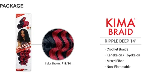 Vista 3 de Harlem 125 Trenzas de pelo sintético Kima Braid Ripple Deep 14 pulgadas (paquete de 3, 27)
