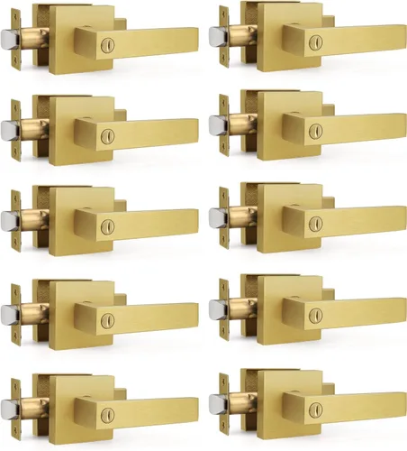 Vista 40 de Gobrico 1 paquete de manijas cuadradas de privacidad para puerta en acabado negro mate, manijas interiores sin llave, reversibles para puertas