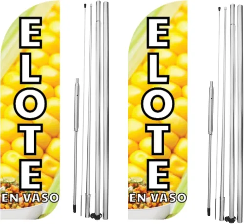 Vista 7 de Elote Asado King Size Swooper - Letrero de bandera