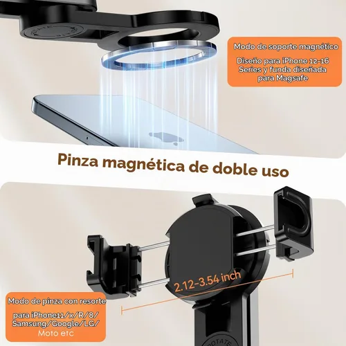 Vista 6 de CloudValley Mini trípode magnético para selfie, trípode para teléfono de tamaño de bolsillo 4 en 1 con rotación de 360°, control remoto Bluetooth