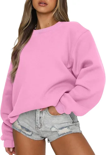 Vista 12 de EFAN Sudaderas de forro polar Y2K de gran tamaño con cuello redondo para Albaricoque