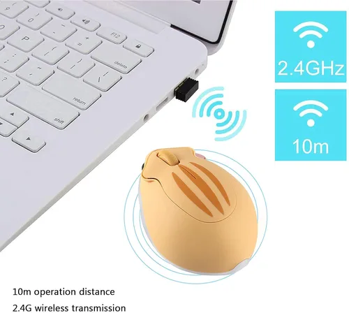 Vista 7 de Ratón inalámbrico con forma de hámster con forma de hámster, portátil de 1200 DPI USB inalámbrico para PC, Mac, computadora portátil, regalo
