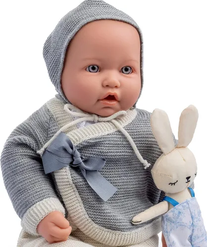 Vista 3 de JC Toys La Baby Original Gray Collection Set de regalo Cuerpo suave con peso de 17 pulgadas Fabricado en España Como un bebé real Ojos