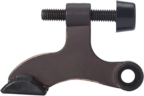 Vista 5 de Tope de puerta de pasador de bisagra de bronce aceitado, paquete de 8 unidades, tornillos de cabeza ajustables, protectores de pared resistentes