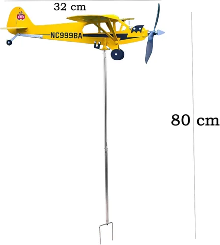 Vista 5 de Veleta mágica de metal cinético para avión hueco, molinillos de viento de metal para patio y jardín, 3D cinético de viento, escultura, veleta