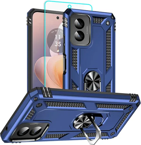 Vista 45 de HNHYGETE Funda para Motorola Edge 2025 con protector de pantalla: soporte giratorio de grado 360° (antideslizante) protección contra caídas y golpes