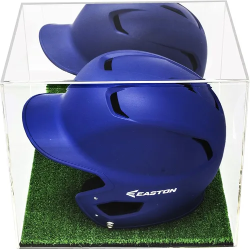 Vista 113 de Better Display Cases Vitrina acrílica para casco de bateo de béisbol con espejo, elevadores rosados, montaje en pared y base de espejo (V22/A012)
