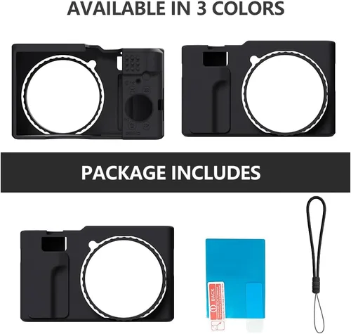 Vista 6 de Funda de silicona para cámara digital Panasonic ZS99 con cubierta extraíble para lente y protector de pantalla y cordón para accesorios Panasonic