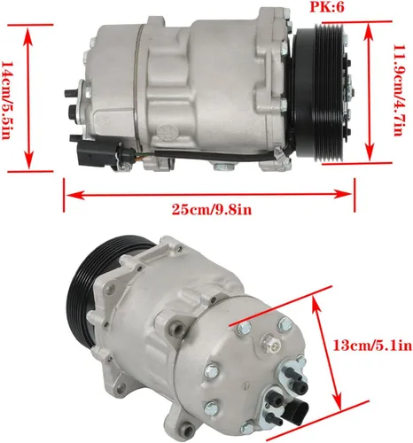 Vista 2 de GXYWADY Compresor A/C con embrague Reemplazo para TT 2000-2006 Reemplazo para Jetta Golf Beetle 2001-2005