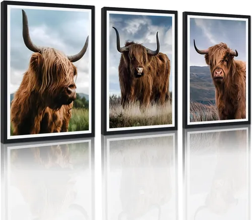 Vista 12 de 3 piezas modernas de lienzo de león de animales salvajes, pinturas de retratos de familia de leones, decoración de pared, obras de arte de sala