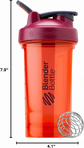 Vista 7 de BlenderBottle Shaker Bottle Pro Series perfecta para batidos de proteínas y antes del entrenamiento, 24 onzas, coral